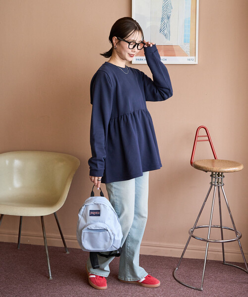 FREAK'S STORE(フリークスストア)の「限定展開 Champion × FREAK'S STORE/チャンピオン 別注 切り替え チュニック スウェット プルオーバー(スウェット・レディース・ネイビー/グレー/ライトグレー/レッド/ブラック・フリ-)」の10枚目の写真