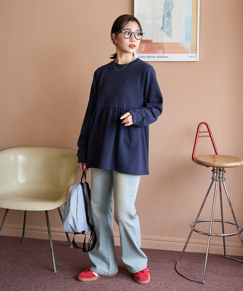 FREAK'S STORE(フリークスストア)の「限定展開 Champion × FREAK'S STORE/チャンピオン 別注 切り替え チュニック スウェット プルオーバー(スウェット・レディース・ネイビー/グレー/ライトグレー/レッド/ブラック・フリ-)」の11枚目の写真