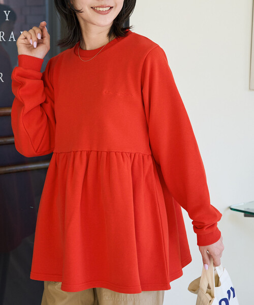 FREAK'S STORE(フリークスストア)の「限定展開 Champion × FREAK'S STORE/チャンピオン 別注 切り替え チュニック スウェット プルオーバー(スウェット・レディース・ネイビー/グレー/ライトグレー/レッド/ブラック・フリ-)」の13枚目の写真