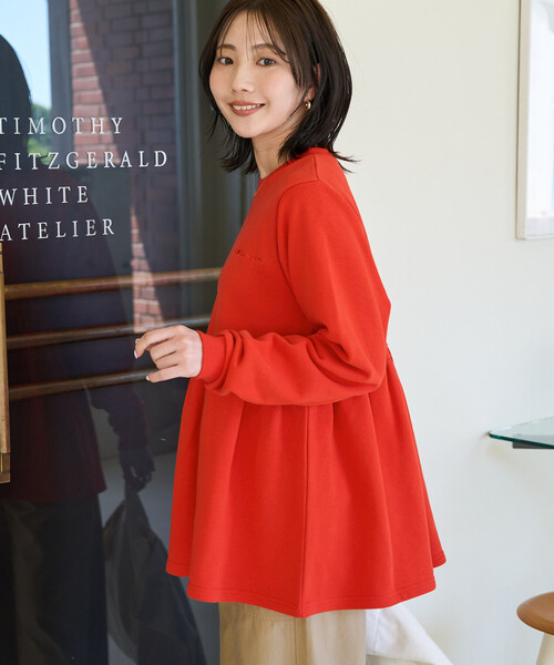 FREAK'S STORE(フリークスストア)の「限定展開 Champion × FREAK'S STORE/チャンピオン 別注 切り替え チュニック スウェット プルオーバー(スウェット・レディース・ネイビー/グレー/ライトグレー/レッド/ブラック・フリ-)」の14枚目の写真
