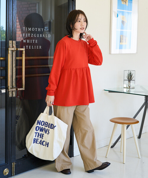 FREAK'S STORE(フリークスストア)の「限定展開 Champion × FREAK'S STORE/チャンピオン 別注 切り替え チュニック スウェット プルオーバー(スウェット・レディース・ネイビー/グレー/ライトグレー/レッド/ブラック・フリ-)」の18枚目の写真
