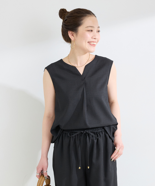 B.C STOCK(ベーセーストック)の「《追加2》《S/Mサイズ展開》《2点セット》リネンライクセットアップ(つなぎ/オールインワン・レディース・ウッド/ブラック/ベージュ・SMALL/MEDIUM)」の16枚目の写真