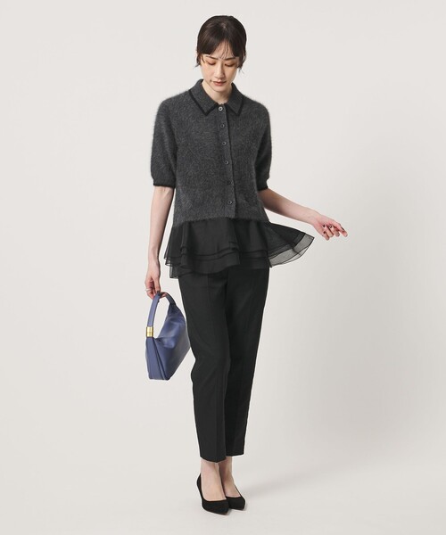 UNITED ARROWS(ユナイテッドアローズ)の「フォックスカシミヤ オーガンジーコンビ ポロニット(ニット/セーター・レディース・ダークグレー/その他2/ダークブラウン・FREE)」の4枚目の写真