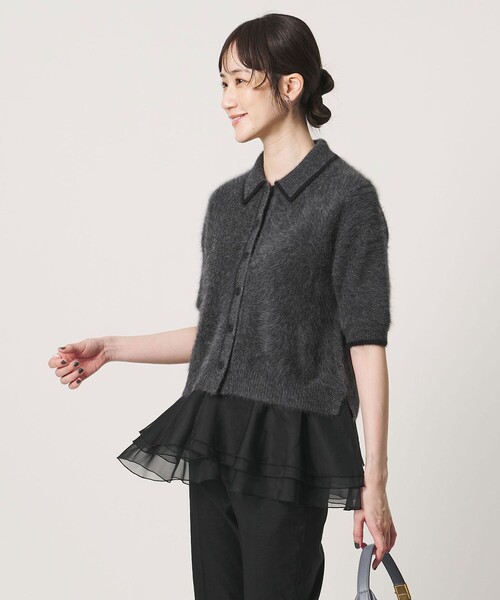 UNITED ARROWS(ユナイテッドアローズ)の「フォックスカシミヤ オーガンジーコンビ ポロニット(ニット/セーター・レディース・ダークグレー/その他2/ダークブラウン・FREE)」の5枚目の写真