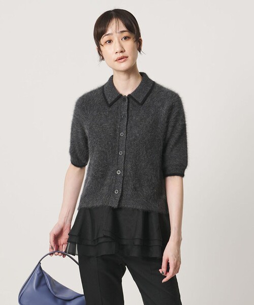 UNITED ARROWS(ユナイテッドアローズ)の「フォックスカシミヤ オーガンジーコンビ ポロニット(ニット/セーター・レディース・ダークグレー/その他2/ダークブラウン・FREE)」の6枚目の写真
