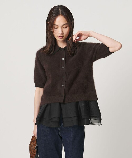 UNITED ARROWS(ユナイテッドアローズ)の「フォックスカシミヤ オーガンジーコンビ ポロニット(ニット/セーター・レディース・ダークグレー/その他2/ダークブラウン・FREE)」の9枚目の写真