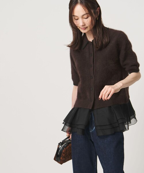UNITED ARROWS(ユナイテッドアローズ)の「フォックスカシミヤ オーガンジーコンビ ポロニット(ニット/セーター・レディース・ダークグレー/その他2/ダークブラウン・FREE)」の10枚目の写真