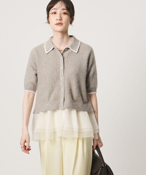 UNITED ARROWS(ユナイテッドアローズ)の「フォックスカシミヤ オーガンジーコンビ ポロニット(ニット/セーター・レディース・ダークグレー/その他2/ダークブラウン・FREE)」の14枚目の写真