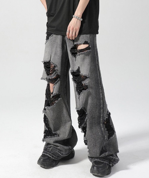 DOUBLE STEAL(ダブルスティール)の「DSクラッシュワイドデニム(デニムパンツ・メンズ・ブラック・SMALL/X-LARGE/LARGE/MEDIUM)」の2枚目の写真