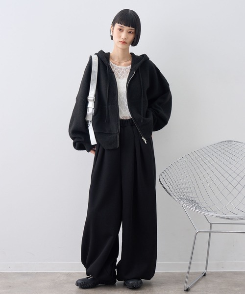 NOGLE(ノグル)の「【NOGLE/ノグル】ワイドスウェットパンツ(スウェットパンツ・レディース・ブラック/ヘザーグレー/ネイビー/チャコールグレー・M/S)」の5枚目の写真