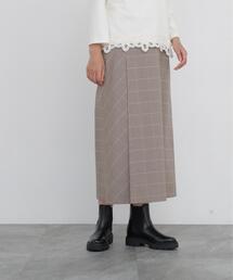 ◆シャークスキン強撚巻き風スカート