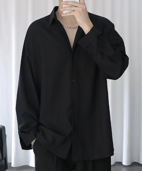 KELVIN(ケルヴァン)の「Relax Silhouette Shirt リラックスシルエットシャツ(シャツ/ブラウス・メンズ・ブラック/ホワイト・MEDIUM/LARGE)」の4枚目の写真