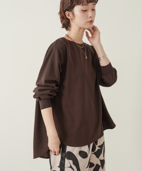 Bou Jeloud(ブージュルード)の「カットジョーゼットプルオーバー(Tシャツ/カットソー・レディース・ブラウン/ブラック/オフホワイト・FREE)」の1枚目の写真