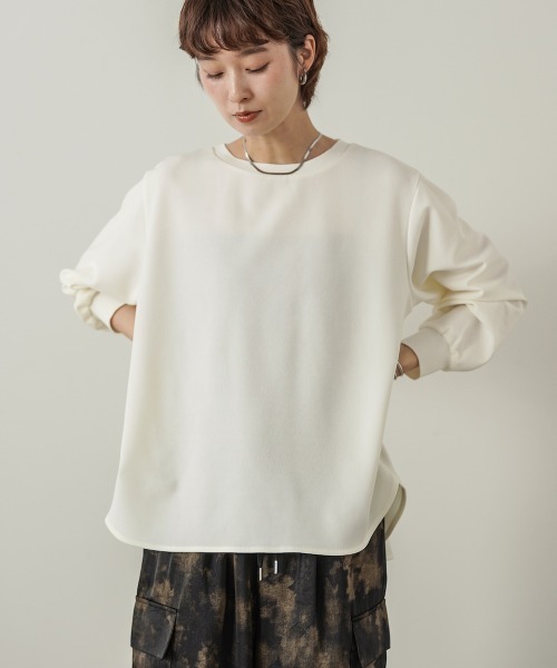 Bou Jeloud(ブージュルード)の「カットジョーゼットプルオーバー(Tシャツ/カットソー・レディース・ブラウン/ブラック/オフホワイト・FREE)」の2枚目の写真
