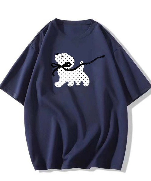 HALEY PESCA(ヘーリーペスカ)の「HALEY PESCA/ドットアニマルプリント 半袖Tシャツ(Tシャツ/カットソー・レディース・ネイビー/ブラック/ライトグレー/グレー/ブルー・MEDIUM/SMALL)」の4枚目の写真