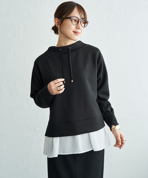 ikka(イッカ)の「裾異素材切り替えロンT(Tシャツ/カットソー・レディース・その他1/オフホワイト/ブラック・M/L)」の5枚目の写真