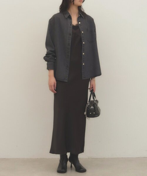 LOUNGEDRESS(ラウンジドレス)の「《セットアップ可》リヨセルヴィンテージライクシャツ 秋服(シャツ/ブラウス・レディース・ブラウン/ブラック/ベージュ・FREE)」の10枚目の写真