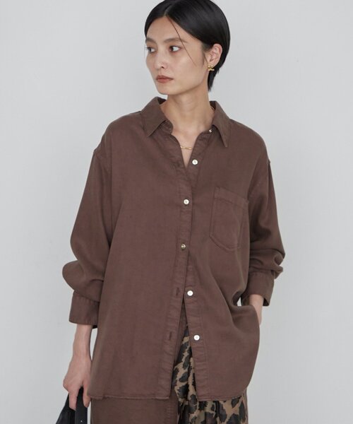 LOUNGEDRESS(ラウンジドレス)の「《セットアップ可》リヨセルヴィンテージライクシャツ 秋服(シャツ/ブラウス・レディース・ブラウン/ブラック/ベージュ・FREE)」の15枚目の写真