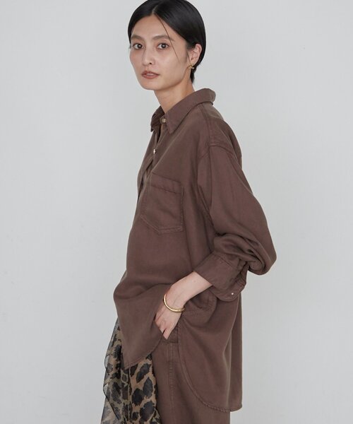 LOUNGEDRESS(ラウンジドレス)の「《セットアップ可》リヨセルヴィンテージライクシャツ 秋服(シャツ/ブラウス・レディース・ブラウン/ブラック/ベージュ・FREE)」の16枚目の写真