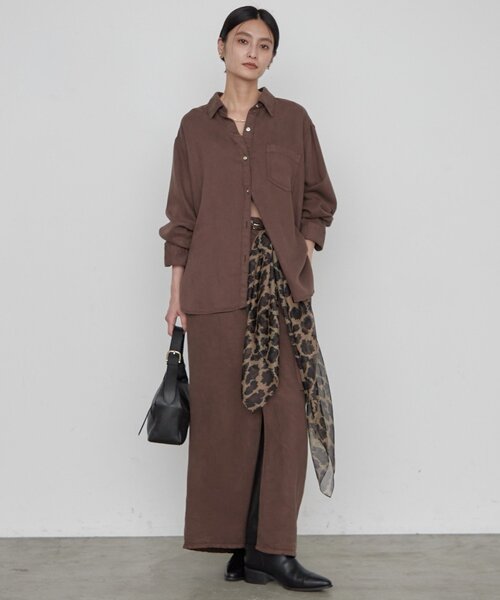 LOUNGEDRESS(ラウンジドレス)の「《セットアップ可》リヨセルヴィンテージライクシャツ 秋服(シャツ/ブラウス・レディース・ブラウン/ブラック/ベージュ・FREE)」の21枚目の写真