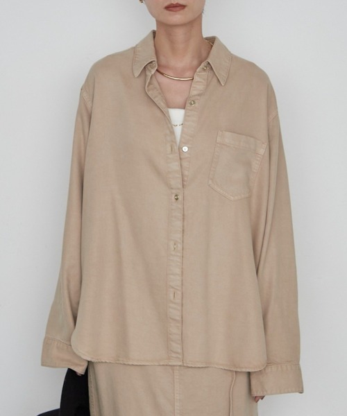 LOUNGEDRESS(ラウンジドレス)の「《セットアップ可》リヨセルヴィンテージライクシャツ 秋服(シャツ/ブラウス・レディース・ブラウン/ブラック/ベージュ・FREE)」の3枚目の写真