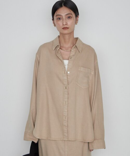 LOUNGEDRESS(ラウンジドレス)の「《セットアップ可》リヨセルヴィンテージライクシャツ 秋服(シャツ/ブラウス・レディース・ブラウン/ブラック/ベージュ・FREE)」の5枚目の写真