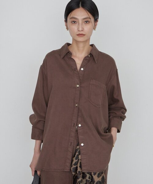 LOUNGEDRESS(ラウンジドレス)の「《セットアップ可》リヨセルヴィンテージライクシャツ 秋服(シャツ/ブラウス・レディース・ブラウン/ブラック/ベージュ・FREE)」の4枚目の写真