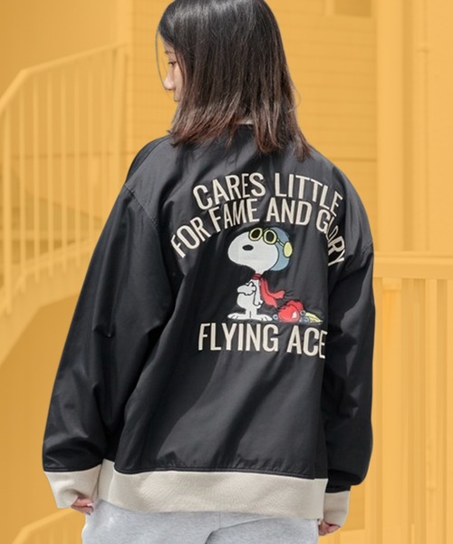 FRUIT OF THE LOOM(フルーツオブザルーム)の「FRUIT OF THE LOOM/フルーツオブザルームxPEANUTS/ピーナッツ ツイルブルゾン 2026年秋冬 秋服 冬服(ブルゾン・メンズ・ブラック/マスタード/レッド・M/L)」の1枚目の写真