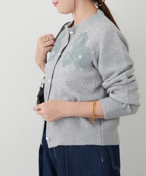 Remind me and forever(リマインドミーアンドフォーエバー)の「モチーフ刺繍カーディガン(ニット/セーター・レディース・ブラック/グレー/アイボリー・FREE)」の16枚目の写真