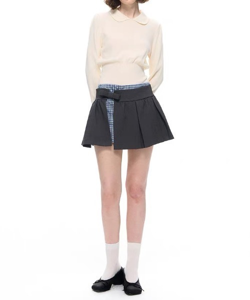 AsRiRe（アスリレイ）の「26aw 【リボン取り外し可能】配色カラーニットトップス（ニット/セーター・レディース・グレー/ホワイト・M）」の8枚目の写真