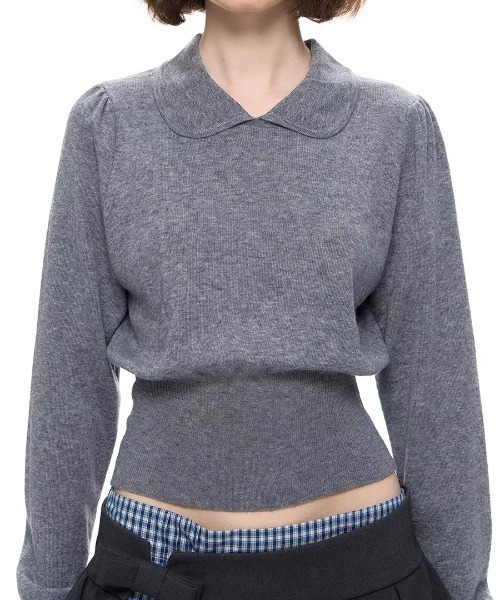 AsRiRe（アスリレイ）の「26aw 【リボン取り外し可能】配色カラーニットトップス（ニット/セーター・レディース・グレー/ホワイト・M）」の13枚目の写真