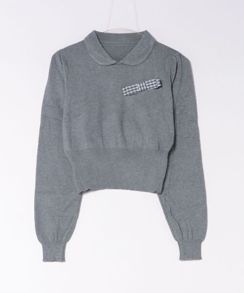 AsRiRe（アスリレイ）の「26aw 【リボン取り外し可能】配色カラーニットトップス（ニット/セーター・レディース・グレー/ホワイト・M）」の14枚目の写真