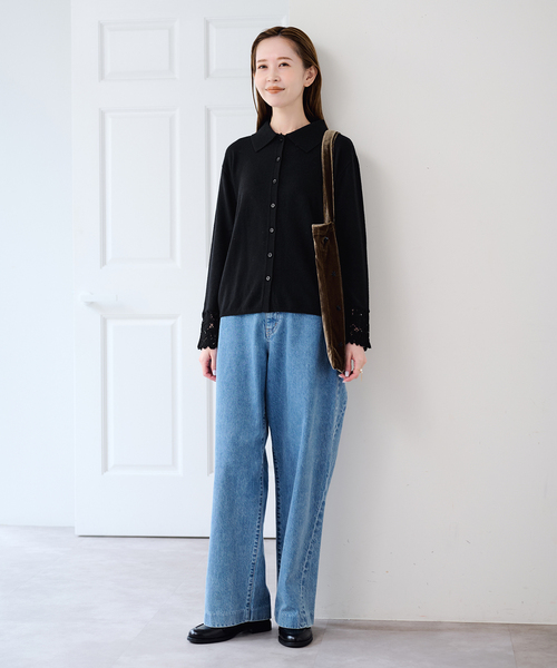 U by SPICK&SPAN(ユーバイスピックアンドスパン)の「レースカフスニットシャツ(ニット/セーター・レディース・ホワイト/ブラック・FREE)」の13枚目の写真
