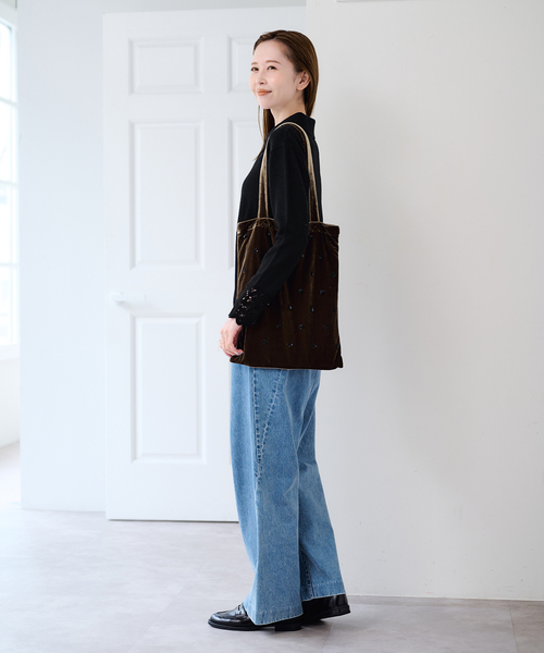 U by SPICK&SPAN(ユーバイスピックアンドスパン)の「レースカフスニットシャツ(ニット/セーター・レディース・ホワイト/ブラック・FREE)」の16枚目の写真