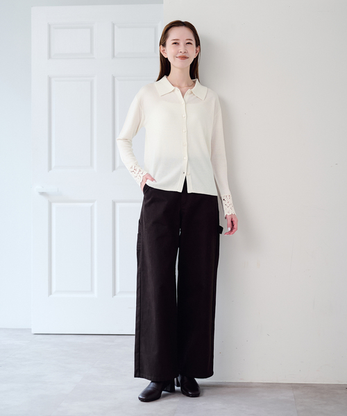 U by SPICK&SPAN(ユーバイスピックアンドスパン)の「レースカフスニットシャツ(ニット/セーター・レディース・ホワイト/ブラック・FREE)」の22枚目の写真