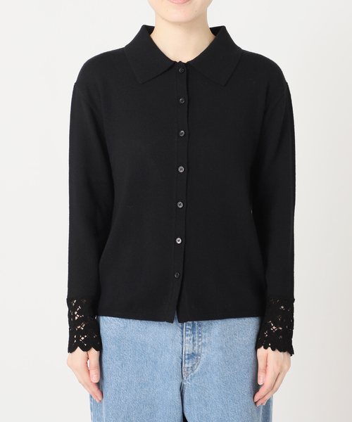 U by SPICK&SPAN(ユーバイスピックアンドスパン)の「レースカフスニットシャツ(ニット/セーター・レディース・ホワイト/ブラック・FREE)」の11枚目の写真