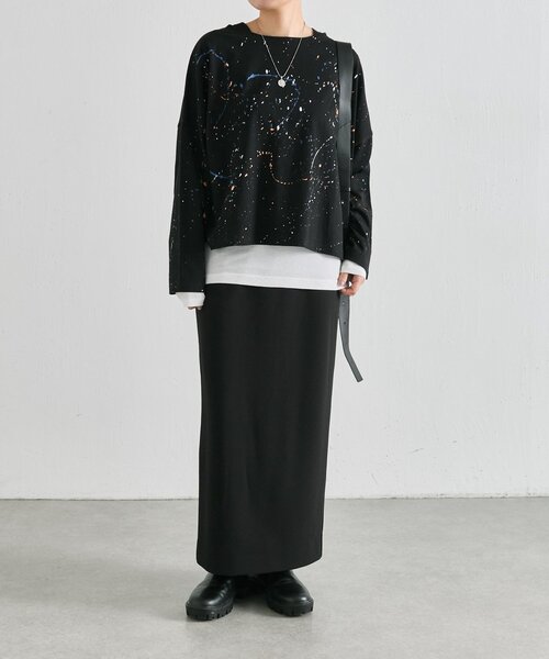 ear PAPILLONNER(イアパピヨネ)の「ペイントロングTシャツ【SUM1 STYLE】(Tシャツ/カットソー・レディース・ブラック/ベージュ/ブラウン/ブラック系その他/ブラウン系その他・FREE)」の9枚目の写真