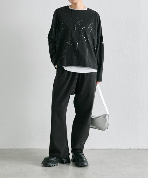 ear PAPILLONNER(イアパピヨネ)の「ペイントロングTシャツ【SUM1 STYLE】(Tシャツ/カットソー・レディース・ブラック/ベージュ/ブラウン/ブラック系その他/ブラウン系その他・FREE)」の12枚目の写真