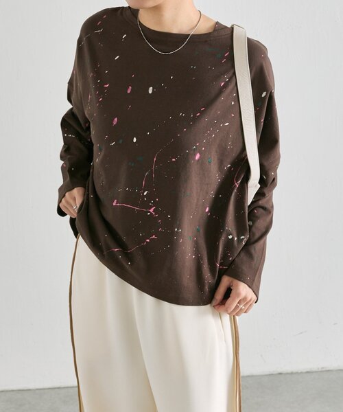 ear PAPILLONNER(イアパピヨネ)の「ペイントロングTシャツ【SUM1 STYLE】(Tシャツ/カットソー・レディース・ブラック/ベージュ/ブラウン/ブラック系その他/ブラウン系その他・FREE)」の15枚目の写真