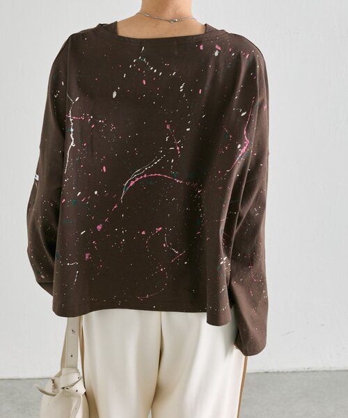 ear PAPILLONNER(イアパピヨネ)の「ペイントロングTシャツ【SUM1 STYLE】(Tシャツ/カットソー・レディース・ブラック/ベージュ/ブラウン/ブラック系その他/ブラウン系その他・FREE)」の17枚目の写真