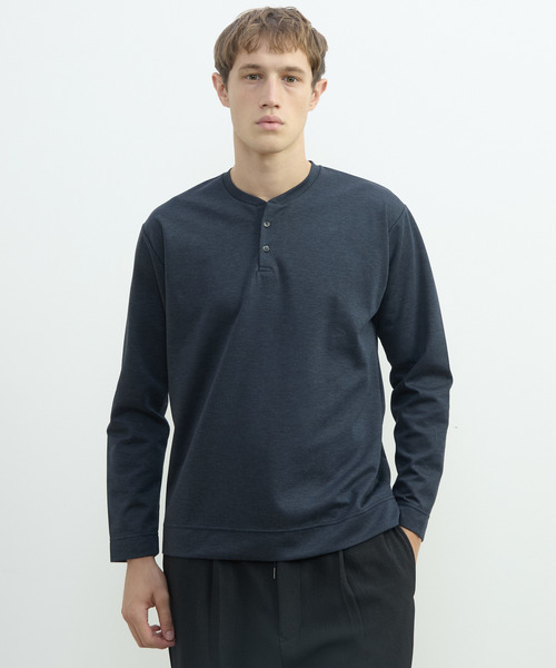 MEN'S MELROSE(メンズメルローズ)の「接結モクロディヘンリーネックTシャツ(Tシャツ/カットソー・メンズ・チャコールグレー/ライトグレー/ネイビー・3/4)」の3枚目の写真