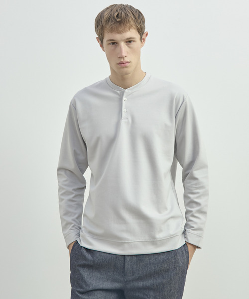 MEN'S MELROSE(メンズメルローズ)の「接結モクロディヘンリーネックTシャツ(Tシャツ/カットソー・メンズ・チャコールグレー/ライトグレー/ネイビー・3/4)」の2枚目の写真