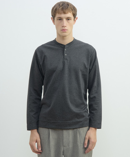 MEN'S MELROSE(メンズメルローズ)の「接結モクロディヘンリーネックTシャツ(Tシャツ/カットソー・メンズ・チャコールグレー/ライトグレー/ネイビー・3/4)」の4枚目の写真