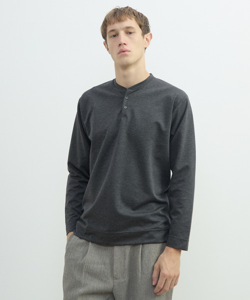 MEN'S MELROSE(メンズメルローズ)の「接結モクロディヘンリーネックTシャツ(Tシャツ/カットソー・メンズ・チャコールグレー/ライトグレー/ネイビー・3/4)」の10枚目の写真
