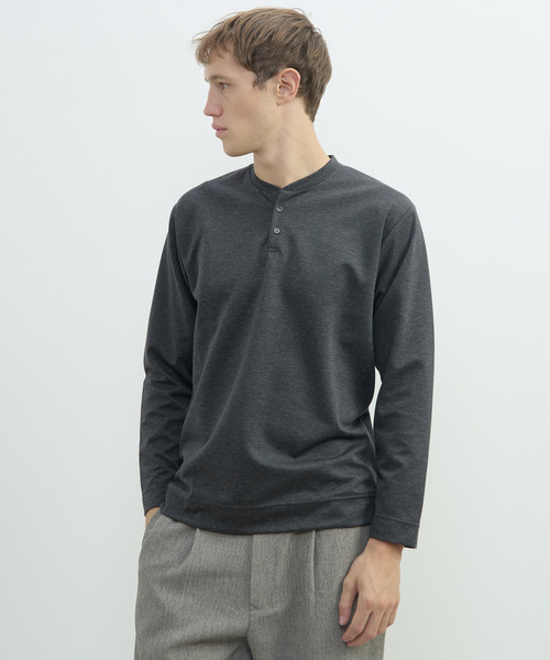 MEN'S MELROSE(メンズメルローズ)の「接結モクロディヘンリーネックTシャツ(Tシャツ/カットソー・メンズ・チャコールグレー/ライトグレー/ネイビー・3/4)」の11枚目の写真