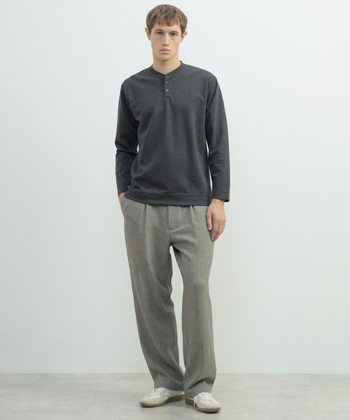 MEN'S MELROSE(メンズメルローズ)の「接結モクロディヘンリーネックTシャツ(Tシャツ/カットソー・メンズ・チャコールグレー/ライトグレー/ネイビー・3/4)」の12枚目の写真