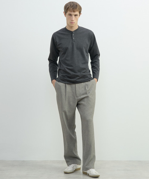MEN'S MELROSE(メンズメルローズ)の「接結モクロディヘンリーネックTシャツ(Tシャツ/カットソー・メンズ・チャコールグレー/ライトグレー/ネイビー・3/4)」の13枚目の写真