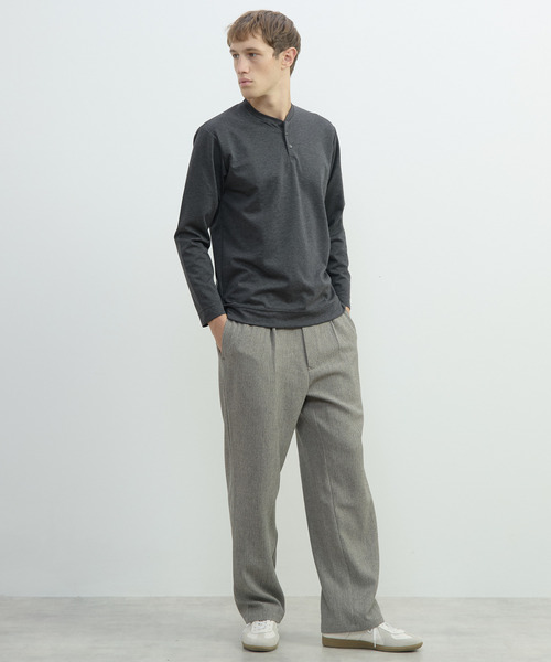MEN'S MELROSE(メンズメルローズ)の「接結モクロディヘンリーネックTシャツ(Tシャツ/カットソー・メンズ・チャコールグレー/ライトグレー/ネイビー・3/4)」の14枚目の写真