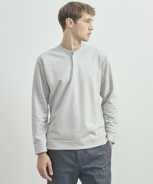 MEN'S MELROSE(メンズメルローズ)の「接結モクロディヘンリーネックTシャツ(Tシャツ/カットソー・メンズ・チャコールグレー/ライトグレー/ネイビー・3/4)」の19枚目の写真