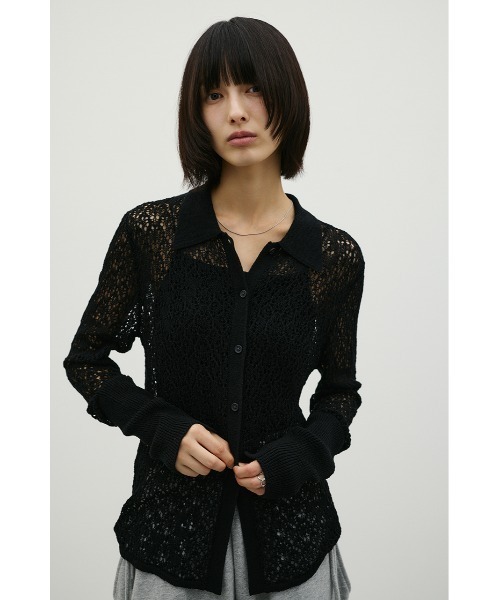 STYLEMIXER（スタイルミキサー）の「ロングリブクロシェドライニットポロ（ニット/セーター・レディース・グリーン/アイボリー/ブラック・FREE）」の19枚目の写真
